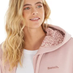 Bench Damen Liney Zip Thru Hoodie Hell Staubig Rosa