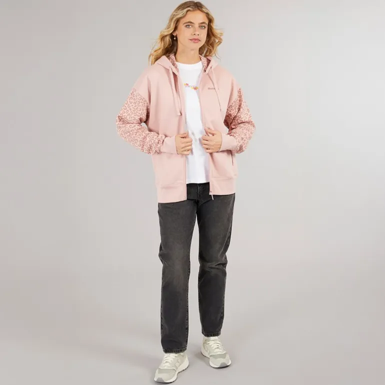 Bench Damen Liney Zip Thru Hoodie Hell Staubig Rosa
