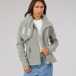 Bench Damen Trichter Microfleece Trainingsjacke Graphit Grau