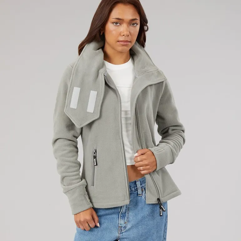 Bench Damen Trichter Microfleece Trainingsjacke Graphit Grau
