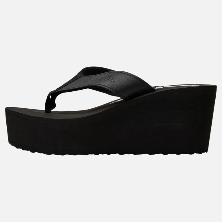 Bench Damen Urlaubs klobige Keil Zehentrenner Black Pu