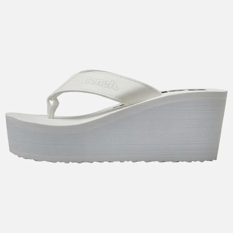 Bench Damen Urlaubs klobige Keil Zehentrenner White Pu