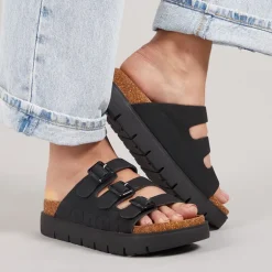 Bench Damen Ushuaia Dreifach Schnallen Sandalen Schwarz