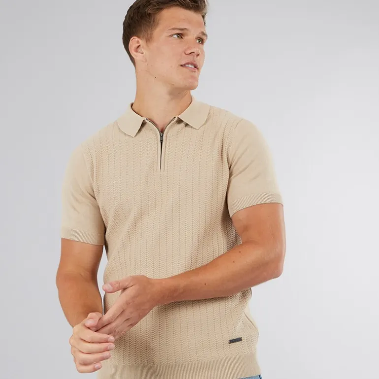 Bench Herren Brescia Strick Polohemd Stone