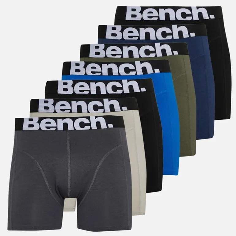 Bench Herren Dulau Sieben Pack Bambus Boxershorts Schwarz/Marineblau/Königsblau/Khaki/Hellgrau/Dunkelgrau Schwarz/Schwarz/Navy/Royal/Khaki/Stone Grey/Dark Grey