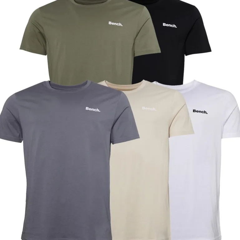 Bench Herren Envoy Fünf-Pack T-Shirts Schwarz/Hell Khaki/Weiß/Stein/Stahlgrau