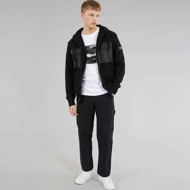 Bench Herren Minski Gestrickter Kapuzenpullover Schwarz