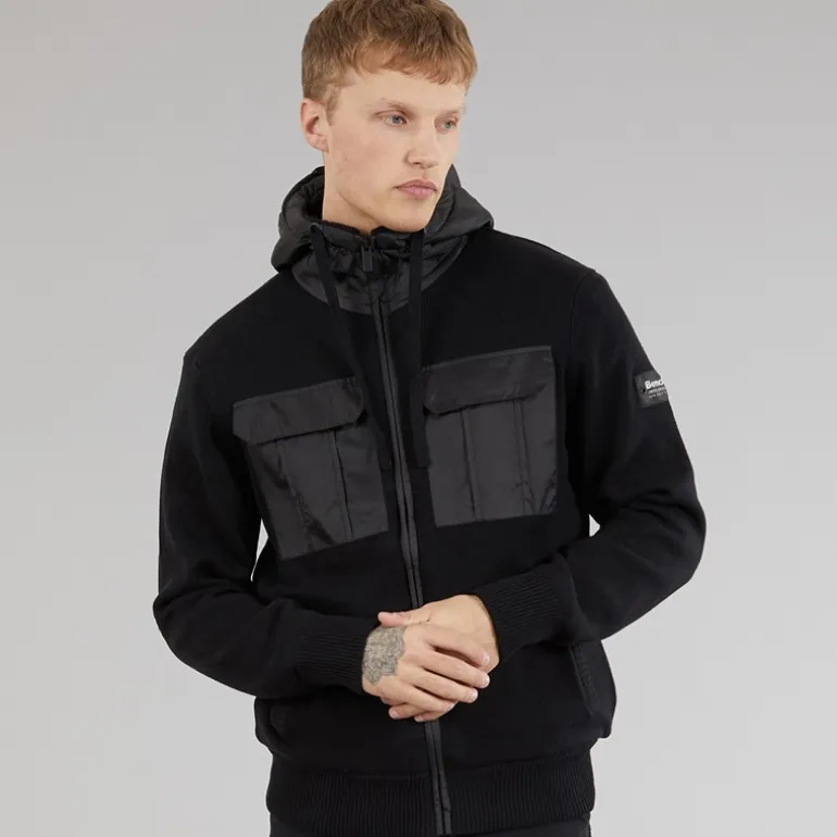Bench Herren Minski Gestrickter Kapuzenpullover Schwarz
