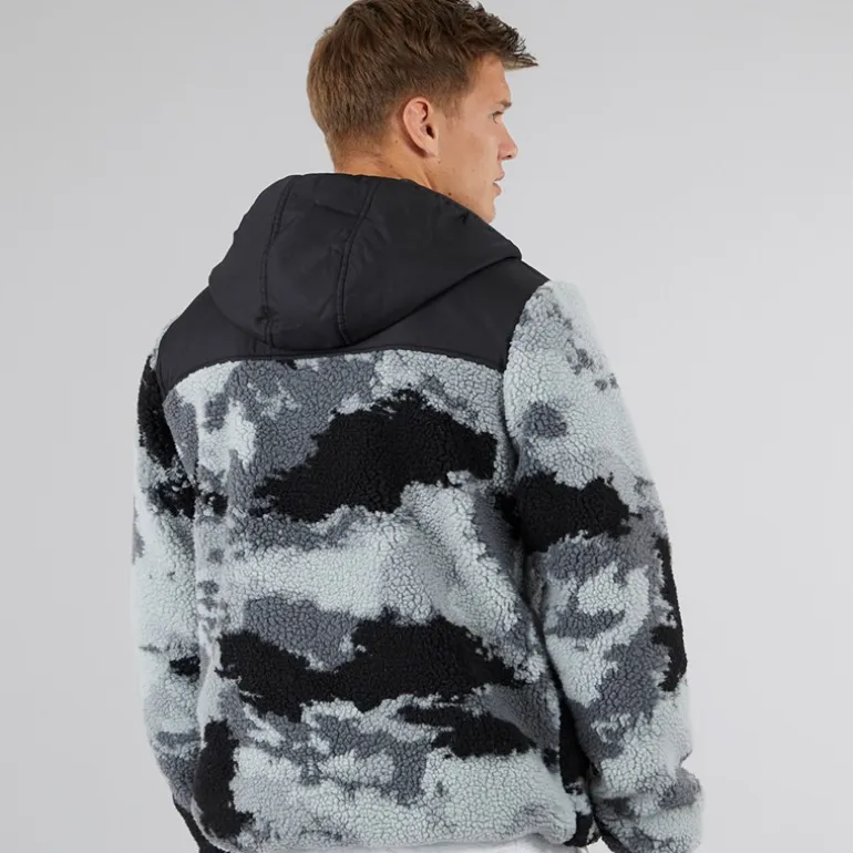 Bench Herren Sableo Fleece Kapuzenpullover Schwarz Camouflage