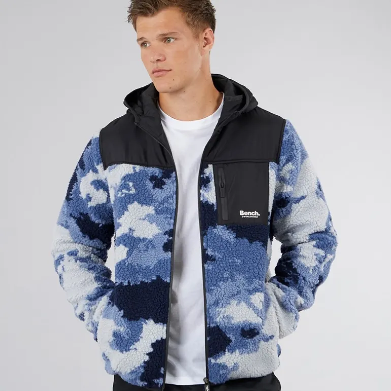 Bench Herren Sableo Fleece Kapuzenpullover Blau Camo