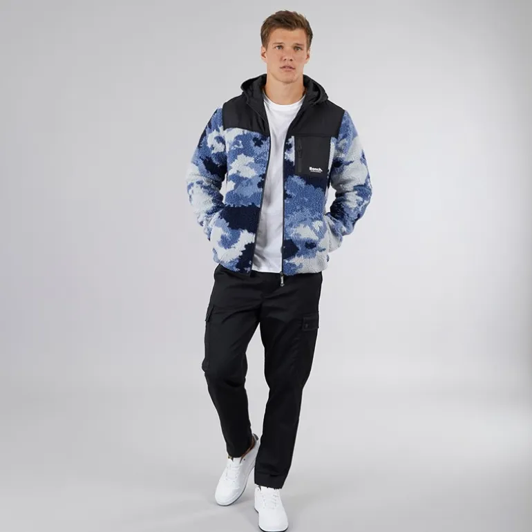 Bench Herren Sableo Fleece Kapuzenpullover Blau Camo