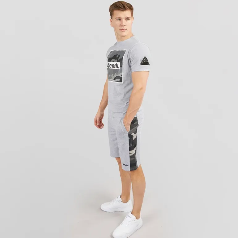 Bench Herren Sanlo T Shirt und Shorts Set Grey Marl