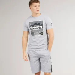Bench Herren Sanlo T Shirt und Shorts Set Grey Marl