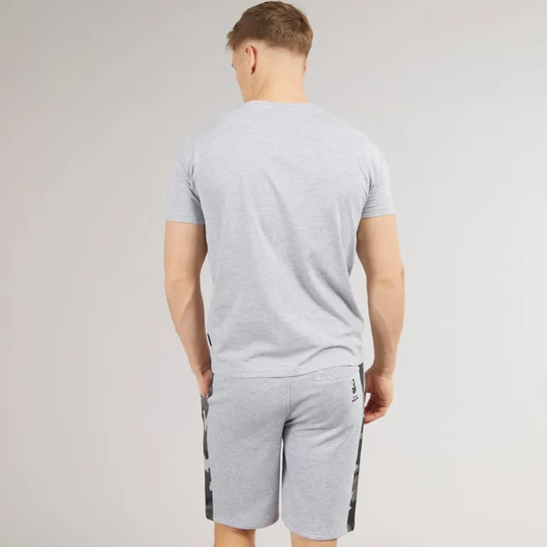 Bench Herren Sanlo T Shirt und Shorts Set Grey Marl