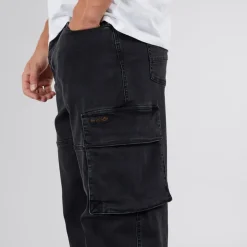 Bench Herren Serian Cargo Jeans Gewaschen Schwarz