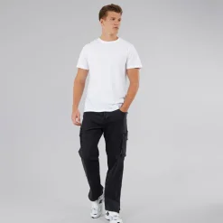 Bench Herren Serian Cargo Jeans Gewaschen Schwarz
