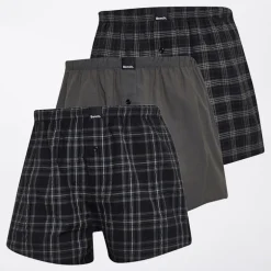 Bench Herren Trylian 3er-Pack gewebte Boxershorts Black Check/Dark Grey/Black Check
