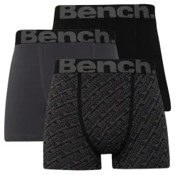 Bench Herren Vildar Boxer Shorts Dreier Pack Schwarz AOP/Schwarz/Dunkelgrau