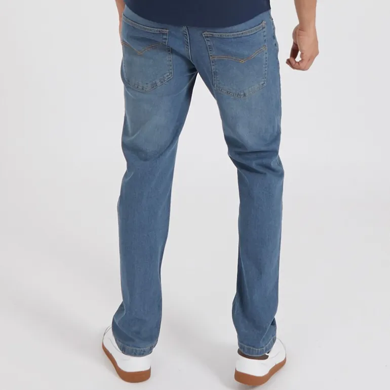 Bench Jeans Herren Stuart Straight Fit Mittelblau Waschung
