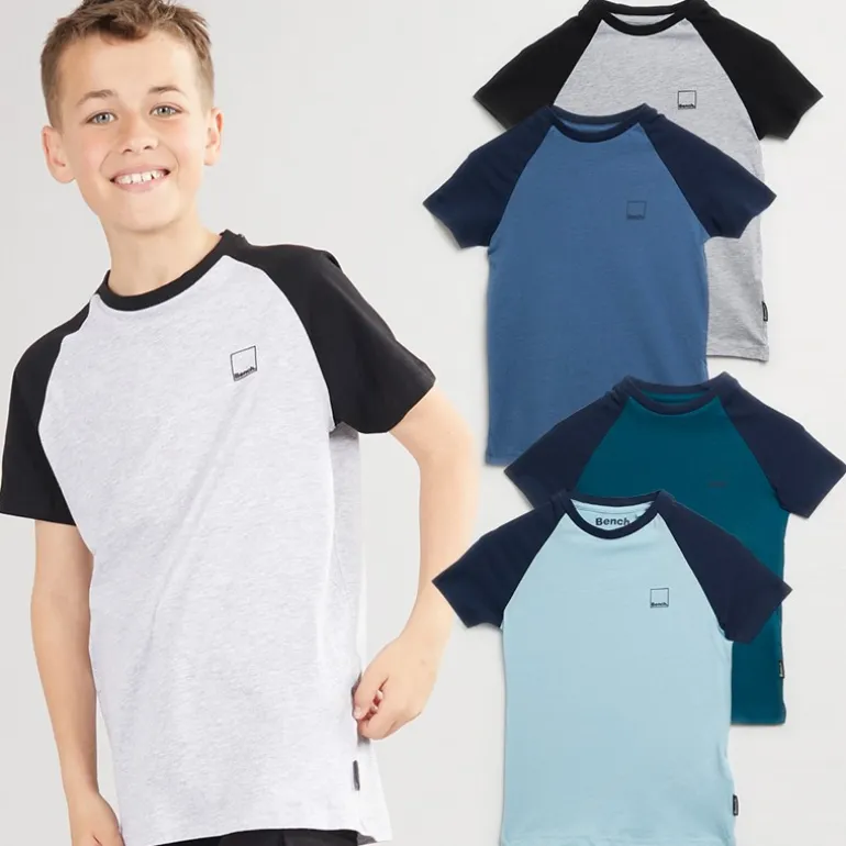Bench Junge Marster 5er-Pack T-Shirts Grau Meliert / Eis / Krickente / Weiß / Schiefer Blau