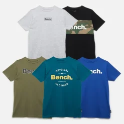 Bench Junge Soderb Fünf Pack T-Shirts Kobalt/Türkis/Grau Melange/Khaki Grün/Schwarz