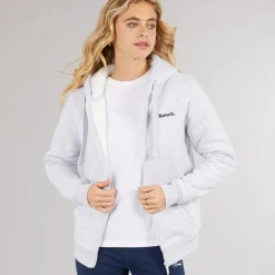 Bench Kapuzenpullover Damen Mintz Teddy gefüttert mit Reißverschluss Grau Melange