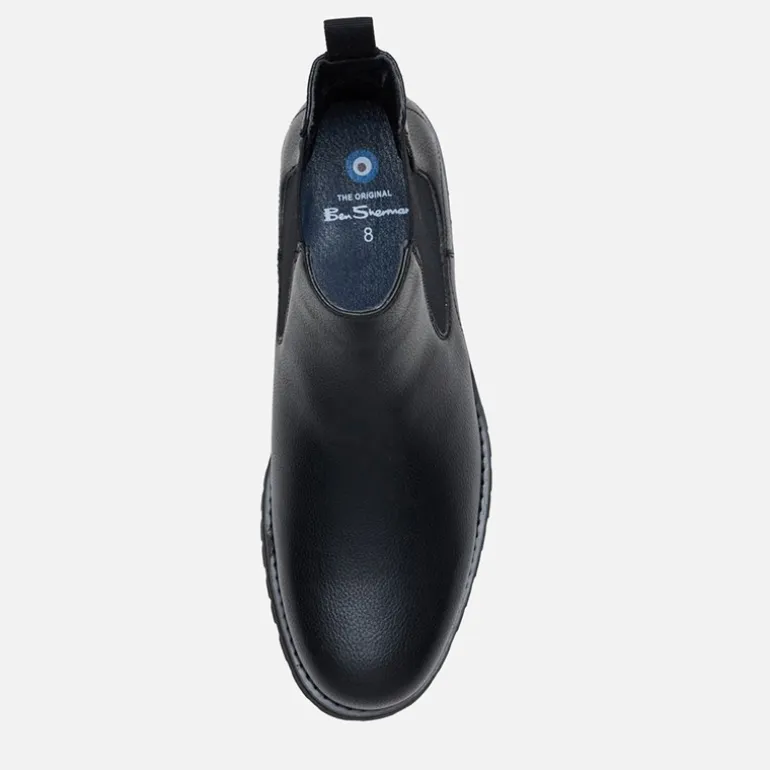 Ben Sherman Herren Chelsea Boots Schwarz Leder/Schwarze Sohle