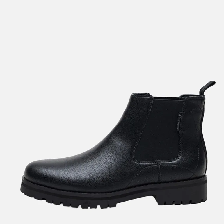 Ben Sherman Herren Chelsea Boots Schwarz Leder/Schwarze Sohle