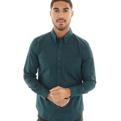 Ben Sherman Herren Gingham Hemd mit langem Arm Grün