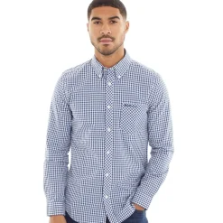 Ben Sherman Herren Gingham Hemd mit langem Arm Blaukariert