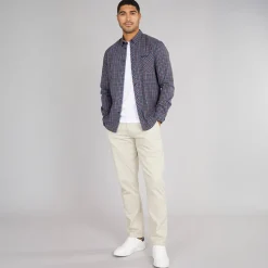 Ben Sherman Herren Langarm Karo Hemd Dark Navy