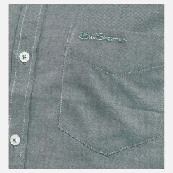 Ben Sherman Herren Oxford Hemd mit kurzem Arm Grünmeliert