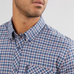 Ben Sherman Herren Oxford Hemd mit kurzem Arm Blau