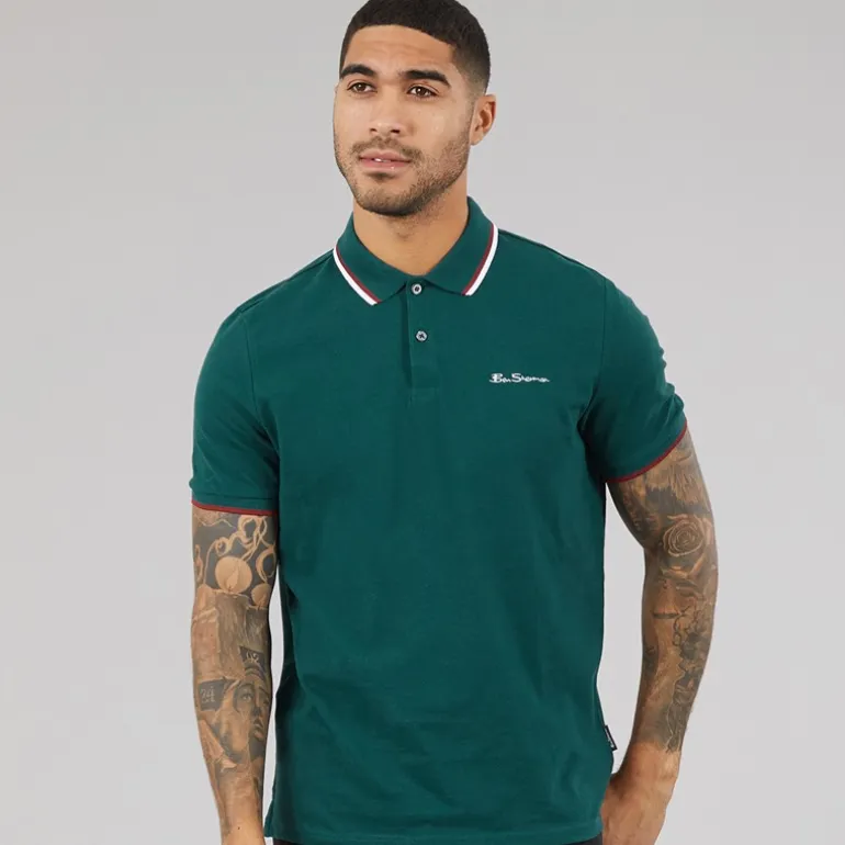 Ben Sherman Herren Polo Shirt mit Doppelstreifen Jade