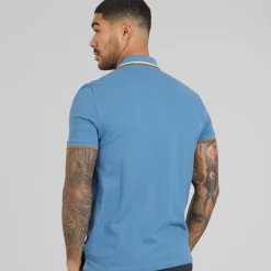 Ben Sherman Herren Polo Shirt mit doppelten Streifen Airforce