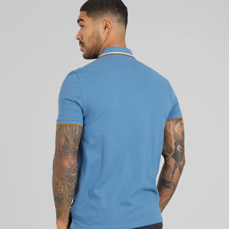 Ben Sherman Herren Polo Shirt mit doppelten Streifen Airforce