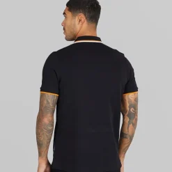 Ben Sherman Herren Polo Shirt mit Doppelstreifen Schwarz