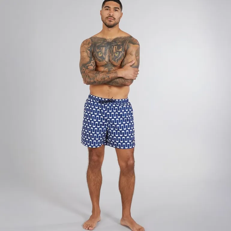 Ben Sherman Herren Resort Geo Badeshorts Navy