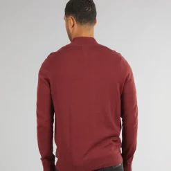Ben Sherman Herren Viertel Reißverschluss Trichterkragen Pullover Weinrot