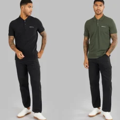 Ben Sherman Herren Zwei Pack Einfache Poloshirts Schwarz/Khaki