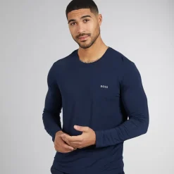 BOSS Herren Langarm Schlafanzug Oberteil Dark Blue