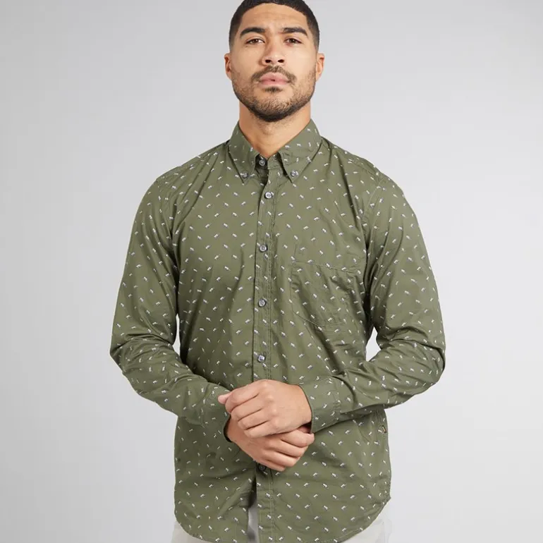 BOSS Herren Rickert Hemd Open Green
