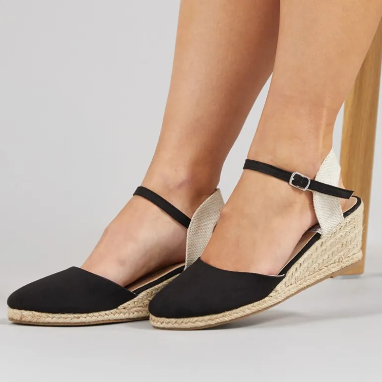 Brave Soul Damen Berry Wedge Sandalen Schwarz
