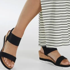 Brave Soul Damen Cher Wedge Sandalen       Schwarz