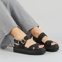 Brave Soul Damen Debbie Knöchel Riemen Sandalen Schwarz