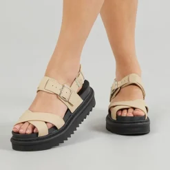 Brave Soul Damen Debbie Knöchel Riemen Sandalen Sand Taupe