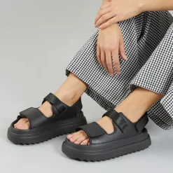 Brave Soul Damen klobige Knöchelriemen Sandalen Schwarz