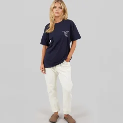Brave Soul Damen Louvre T Shirt Navy/Pink Body/Print