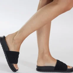 Brave Soul Damen Mae Slider Sandalen Schwarz