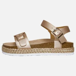 Brave Soul Damen Pantha Knöchel Riemen Plateau Sandalen Rose Gold Metallic
